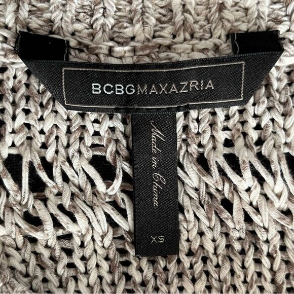 Bcbgmaxazria sweater pullover cream marbled short sleeve asymmetric knit Size XS - Picture 6 of 8